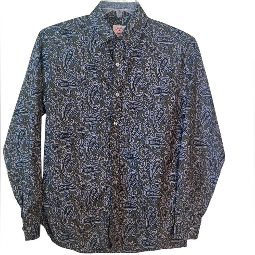 Brooks Brother Red Fleece Cotton, paisley print dress shirt. Size small. GUC - Picture 3 of 7